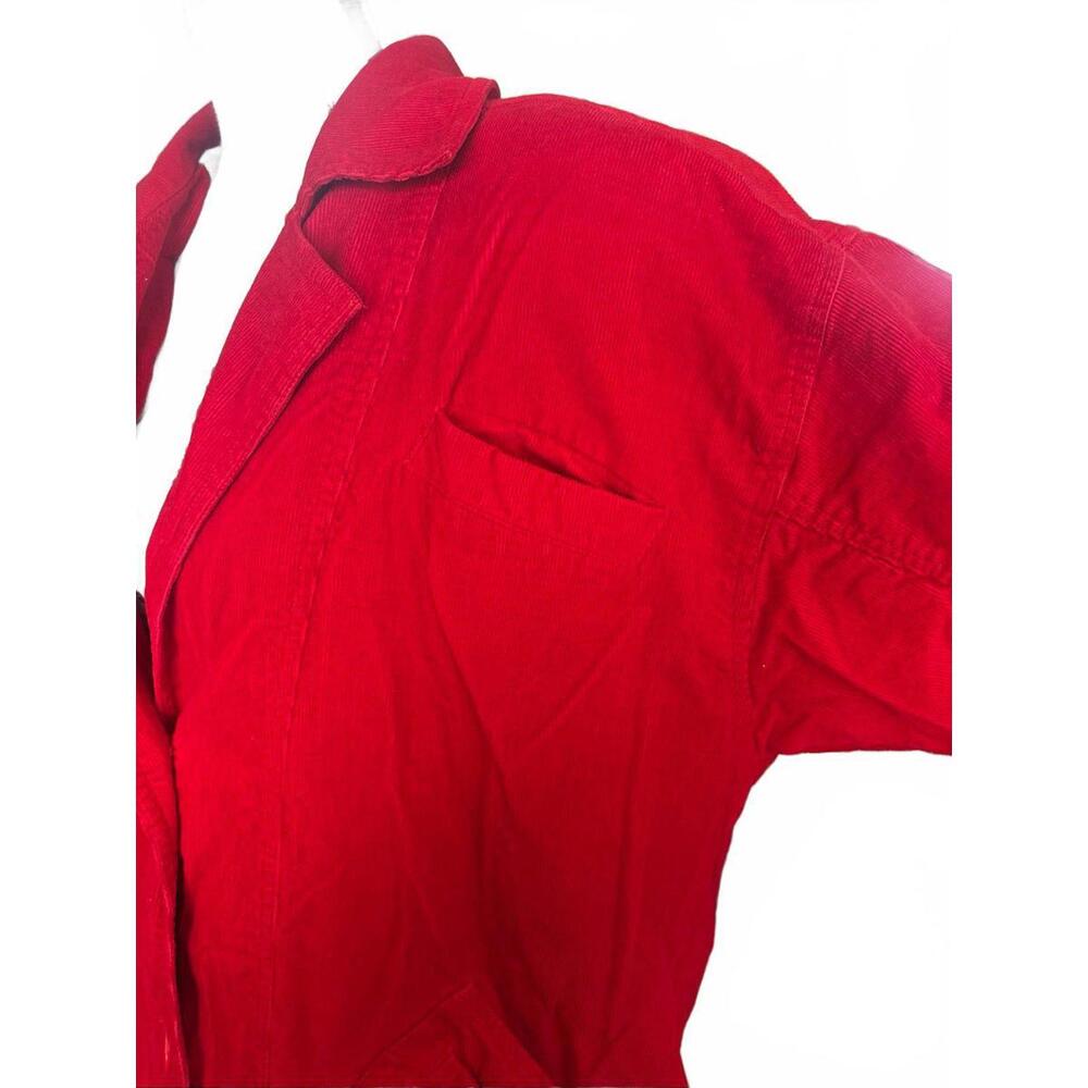 Vintage Red Corduroy Jacket Women's Large Plaid Lined Barn Coat Country Style - Picture 3 of 8